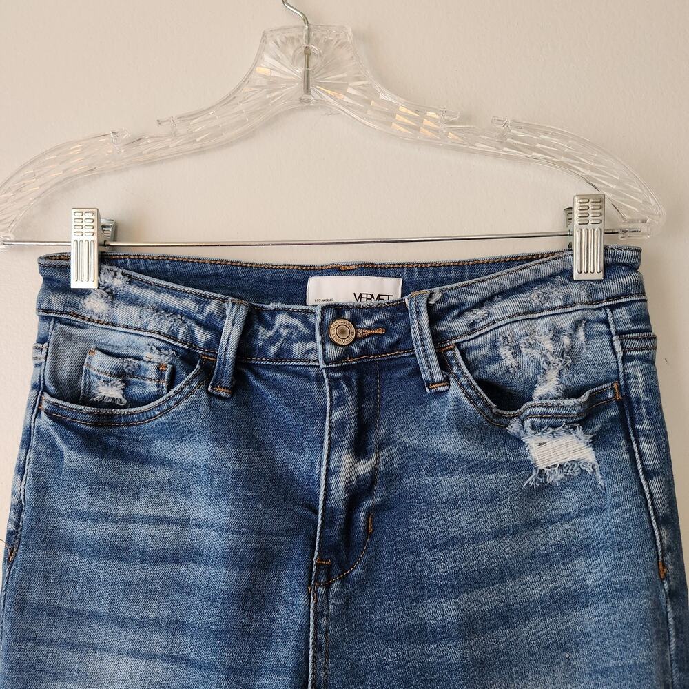 Vervet Los Angeles Flare Jeans Women's 27 High Rise Blue Denim Grunge Retro Boho - Picture 4 of 16